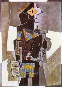 Harlequin on the guitar If you want 1918 Pablo Picasso Oil Paintings